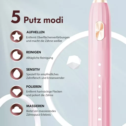Periuță de dinți electrică sonică DADA-TECH cu 5 moduri de curățare și 9 capete