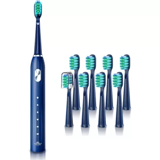   DADA-TECH Periuță de dinți electrică - Periuță de dinți sonică cu ultrasunete, 5 moduri de curățare, temporizator, 9 capete, pentru adulți și copii (Albastru)