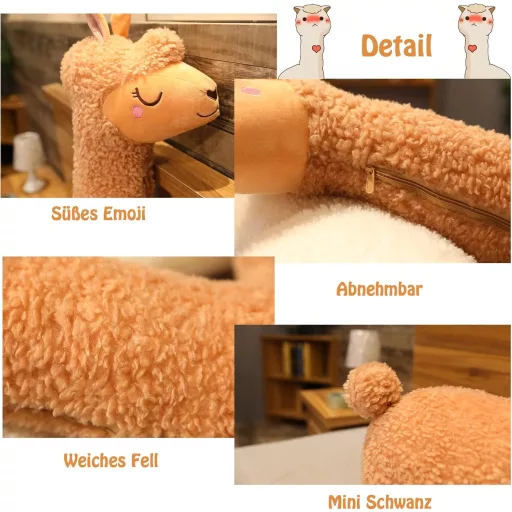 BootyBay Alpaka Plüss Játék 130 cm - Hosszú Nyakú Puha Díszpárna, Fehér Töltött Állat Figura, Gyerekszoba Dekoráció, Ölelni Való Puhaság