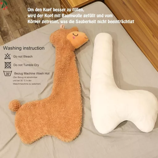 BootyBay Alpaka Plüss Játék 130 cm - Hosszú Nyakú Puha Díszpárna, Fehér Töltött Állat Figura, Gyerekszoba Dekoráció, Ölelni Való Puhaság