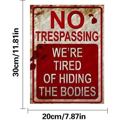 Halloween Fém Tábla "Belépni Tilos!" Retro Dekor