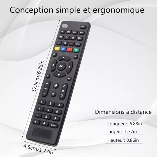 Telecomanda Universală FOXRMT pentru TV, DVD, Blu-Ray, Streaming Player și Soundbar - 4 în 1, Configurare Simplă, Rază de Acțiune 10m