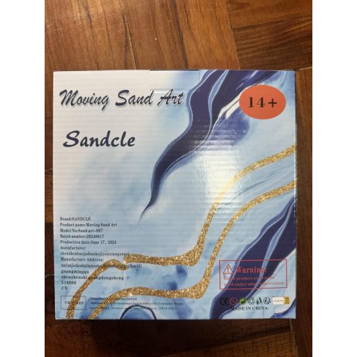 SANDCLE 3D slike pijeska s rotirajućim okruglim staklenim okvirom, pokretna umjetnost pijeska, plavi krajolik 18 cm
