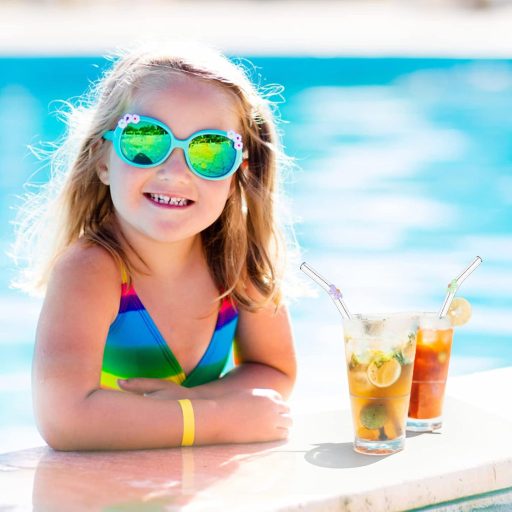 Sunwuun Staklene slamke s cvjetnim uzorkom - 6 komada Savijene, višekratne, toplinski otporne staklene slamke s 2 četke za čišćenje - Za koktele i smoothieje