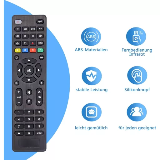FOXRMT Univerzális Távirányító Samsung, LG, Sony, Philips TV-hez - DVD, Médialejátszó, Soundbar Kompatibilis - Egyszerű Beállítás, 10m Hatót