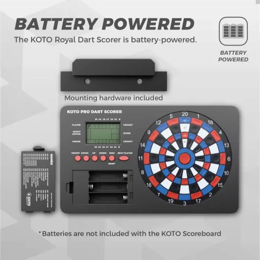 Dispozitiv electronic pentru scor darts KOTO Pro cu 32 de jocuri, pentru 8 jucători, cu montare pe perete