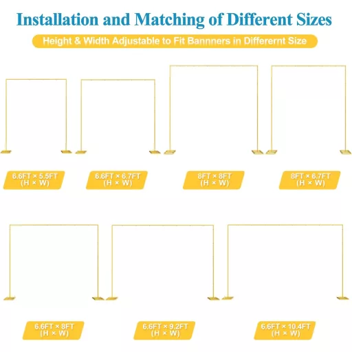 Arcadă de nuntă aurie Fomcet 2,4x2,4m, fundal decorativ din metal, reglabilă și portabilă