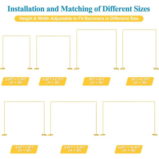 Arcadă de nuntă aurie Fomcet 2,4x2,4m, fundal decorativ din metal, reglabilă și portabilă