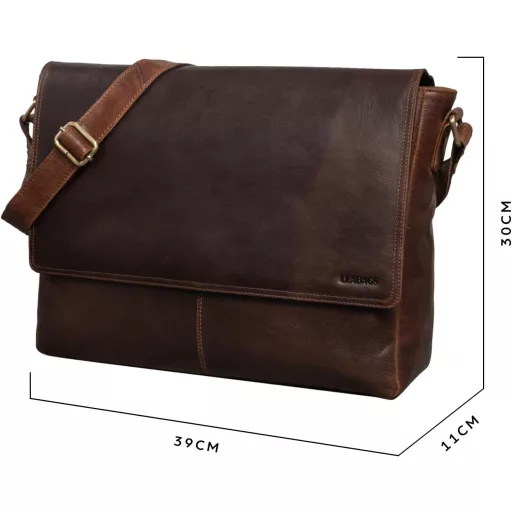 LEABAGS Milano Valódi Bőr Válltáska - Vintage Stílusú Shopper Táska, Többfunkciós Kézitáska, 39x30 cm, Unisex