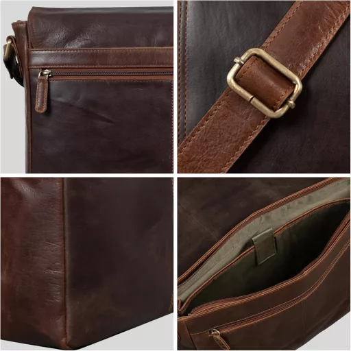 LEABAGS Milano Valódi Bőr Válltáska - Vintage Stílusú Shopper Táska, Többfunkciós Kézitáska, 39x30 cm, Unisex