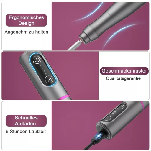 Auriox Vezeték Nélküli Elektromos Körömcsiszoló USB Töltéssel 25000 RPM