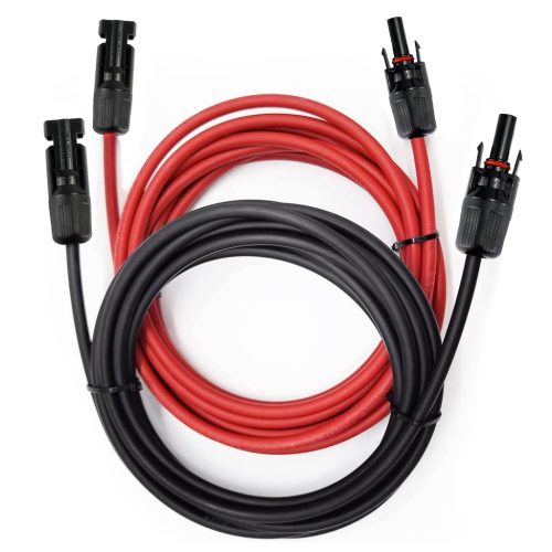 Cablu prelungitor solar YYWEi 4 mm², 3 m - Conector etanș IP67, 1800V 50A, pereche negru-roșu, pentru panouri solare și controler de încărcare