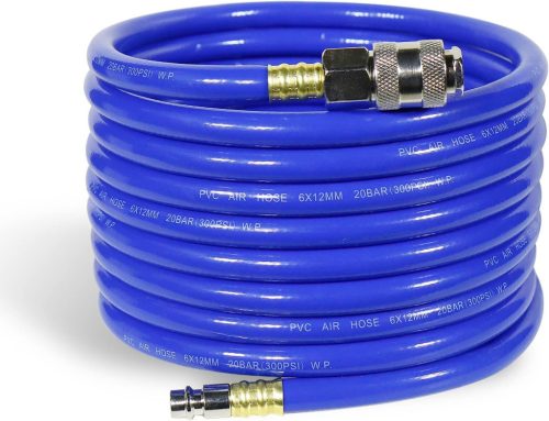 CCLIFE 5m Spirál Sűrített Levegő Tömlő 20 Bar Nyomásálló - 1/4 Colos Kompresszor Cső Gyorscsatlakozóval, PVC, 6,3mm Belső Átmérő