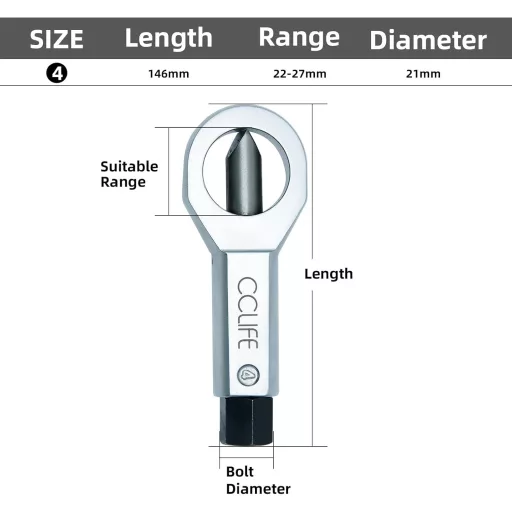 CCLIFE Despicător piulițe 22-27 mm, extractor piulițe, unealtă pentru îndepărtarea piulițelor deteriorate și blocate.