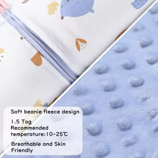 Fairy Baby 1.5 TOG Vreća za spavanje Novorođenče Plava 18-36 Mjeseci Dvostruki Patentni Zatvarač Pamuk