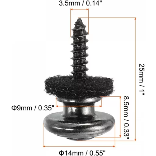 Fém gitárpánt-csat szett, fekete filc alátéttel - 2 db-os készlet
