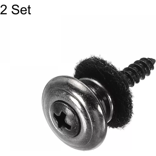 Fém gitárpánt-csat szett, fekete filc alátéttel - 2 db-os készlet