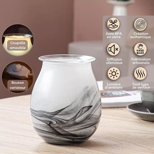 Lampa aromaterapeutică electrică Zen'Arôme Calorya nr. 11 din sticlă cu iluminare colorată