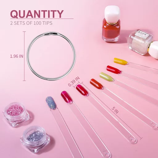 alle's 100 db Átlátszó Műköröm Gyakorló Gyűrű - Műköröm Bemutató Állvány Kezdőknek és Profiknak - DIY Nail Art Tippek