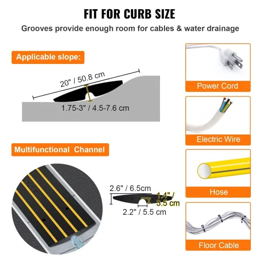 VEVOR Gumis Küszöb Rámpa 15 Tonna Terhelhetőség Kerekesszék Rámpa 122x40,5x6,5cm