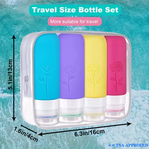 Cestovná silikónová sada fľaštičiek 4 ks - 90 ml nepriepustné nádobky na šampón a krém