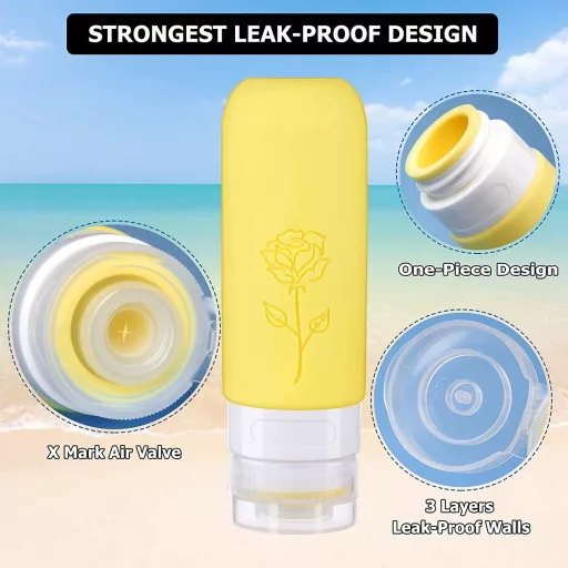 Cestovná silikónová sada fľaštičiek 4 ks - 90 ml nepriepustné nádobky na šampón a krém