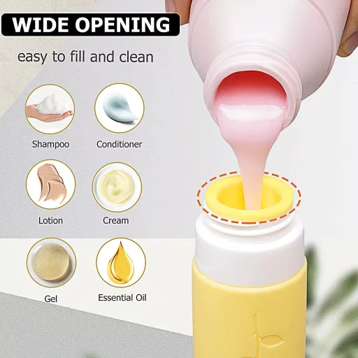 Cestovná silikónová sada fľaštičiek 4 ks - 90 ml nepriepustné nádobky na šampón a krém