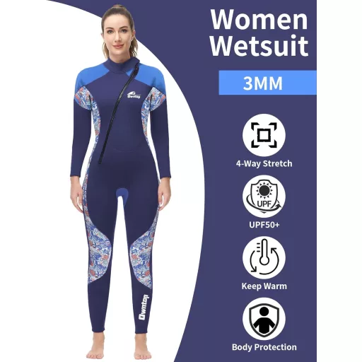 Costum de neopren pentru femei PROTAURI de 3 mm cu protecție UV pentru scufundări și surfing