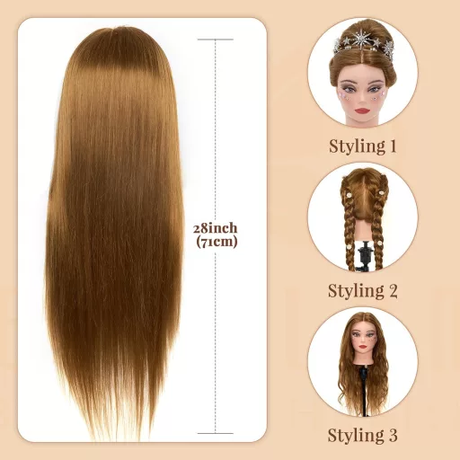 Neverland Beauty 28" Fodrász Gyakorló Fej 60% Valódi Hajjal, Asztalcsipesszel
