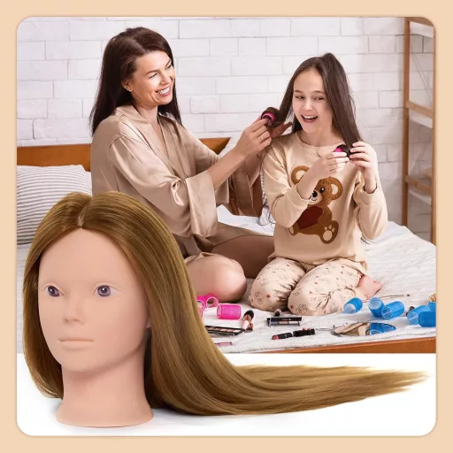 Neverland Beauty 28" Fodrász Gyakorló Fej 60% Valódi Hajjal, Asztalcsipesszel