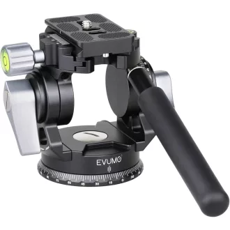   EVUMO Tripod Kamerafej - 360° Panoráma Videófej Gyorskioldó Talppal, GoPro, DSLR és Kamerák Számára, 10kg Teherbírás, Állítható Fogantyú, 47