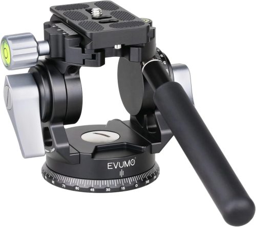 EVUMO Tripod Kamerafej - 360° Panoráma Videófej Gyorskioldó Talppal, GoPro, DSLR és Kamerák Számára, 10kg Teherbírás, Állítható Fogantyú, 47