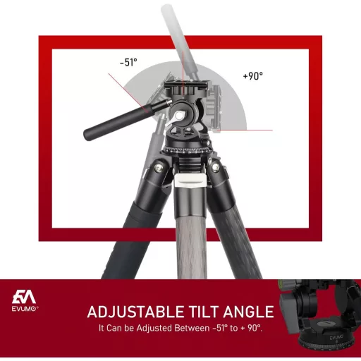 EVUMO Tripod Kamerafej - 360° Panoráma Videófej Gyorskioldó Talppal, GoPro, DSLR és Kamerák Számára, 10kg Teherbírás, Állítható Fogantyú, 47