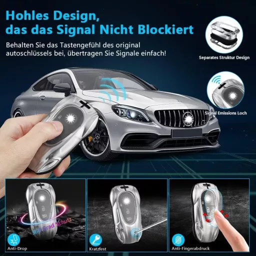 Kľúčenka/obal na kľúč Mercedes S-Class C300 2021-2022 - Strieborná, Prebalená