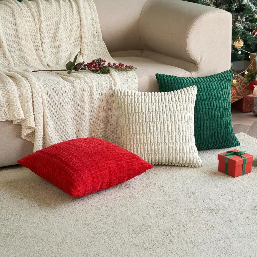 MIULEE 2 db 50x50 cm kordbársony párnahuzat, puha dekoratív huzat, bézs