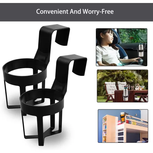 KOUHA Autós Pohártartó 2db Fekete Univerzális Csésze Tartó Kávéhoz