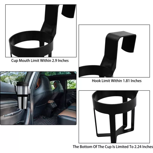 KOUHA Autós Pohártartó 2db Fekete Univerzális Csésze Tartó Kávéhoz