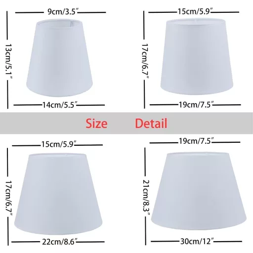 Aba-jour din bumbac Sinta 22 cm pentru lampă de masă și de perete E14/E27, alb