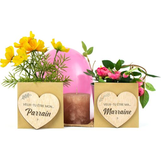 CONTRAXT Poklon za kumu/kuma – Drveno srce s kuvertom – Unikatni poziv za krštenje ili vjenčanog kuma/kumu – Ručna izrada