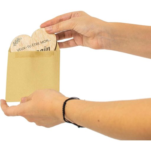 CONTRAXT Poklon za kumu/kuma – Drveno srce s kuvertom – Unikatni poziv za krštenje ili vjenčanog kuma/kumu – Ručna izrada