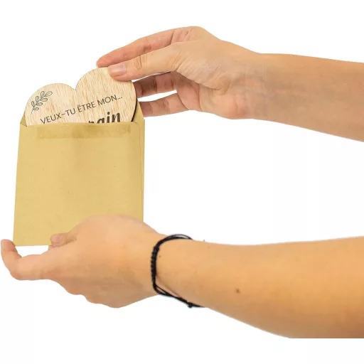 CONTRAXT Keresztszülő Felkérő Ajándék - Fa Szív Kártya Szett Borítékkal - Egyedi Keresztelő vagy Esküvői Tanú Felkérés - Kézműves Minőség