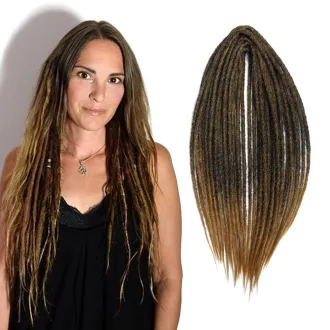   Dsoar Extensii de păr dreadlock subțiri, sintetice, 50 cm, 10 șuvițe, împletitură croșetată