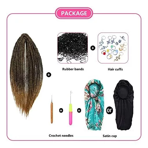 Dsoar Vékony Szintetikus Dreadlock Hajhosszabbítás 50cm 10 Szál Horgolt Fonás