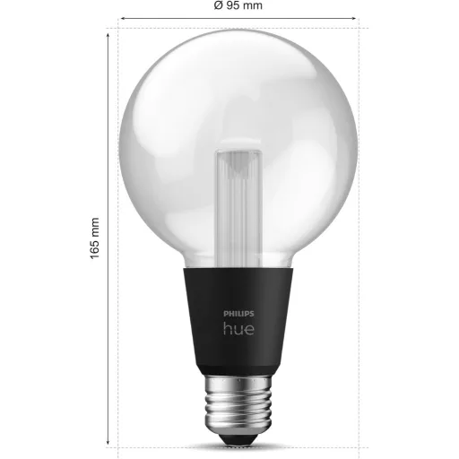 Bec inteligent Philips Hue Lightguide G95, lumină albă și colorată, Bluetooth, Alexa - Globe G95