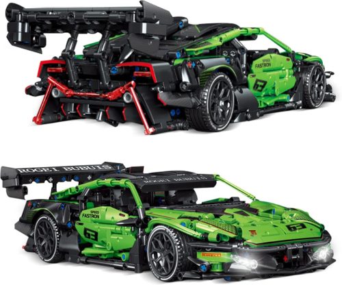 Sowide 1:14 Set de construit mașină de drift - Model mașină sport cu 1644 de piese pentru adulți și adolescenți - Supermașină de colecție negru-roșu-verde