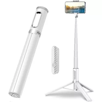   TONEOF 152cm-es Fehér Alumínium Szelfibot Állvány iPhone és Android Telefonokhoz, Vezeték Nélküli Távirányítóval - 173cm, Beige Grey