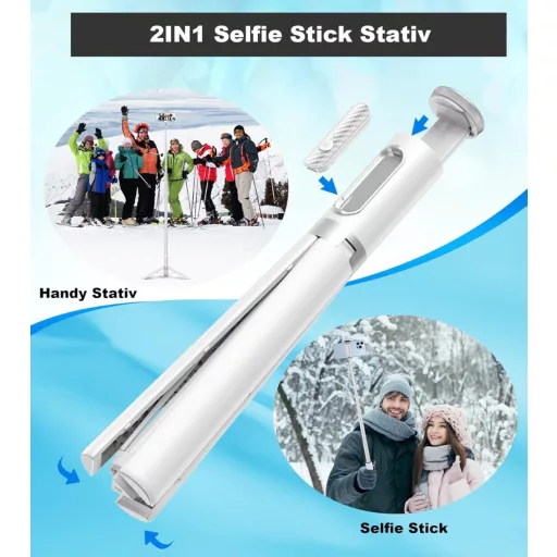 TONEOF 152cm-es Fehér Alumínium Szelfibot Állvány iPhone és Android Telefonokhoz, Vezeték Nélküli Távirányítóval - 173cm, Beige Grey
