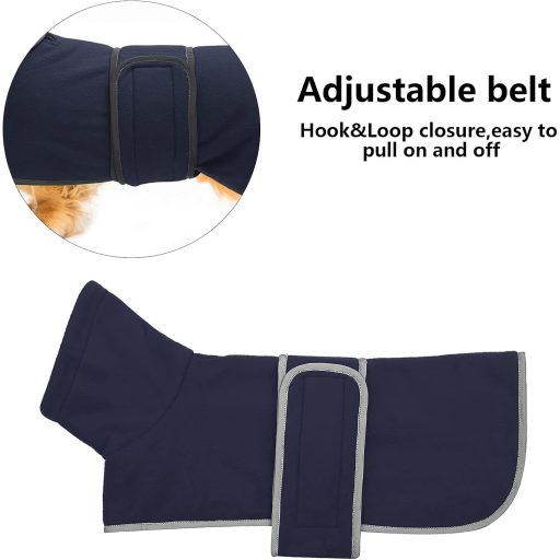 MOREZI Téli Kutyakabát Polár Béléssel, Gombos Állítható Gallérral - Tacskó és Kis-Közepes Kutyáknak Navy XS