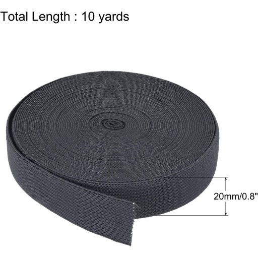 sourcing map Elastična gumena traka za šivanje, 20mm širine, 9m dužine, siva, za struk hlača, gumica za "uradi sam" ručni rad, tekstil