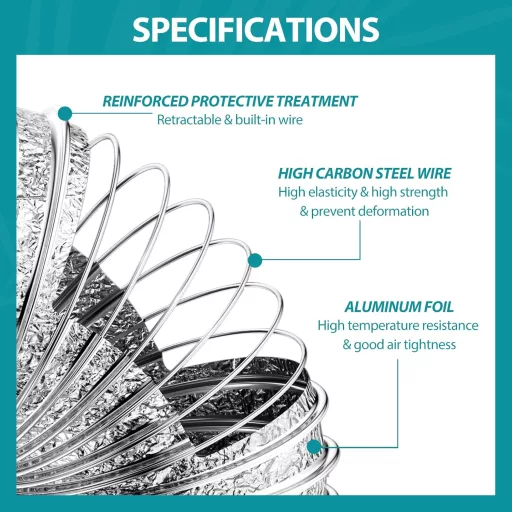 HG Power 100mm alumínium flexibilis légcsatorna 2m hosszú csatornacső